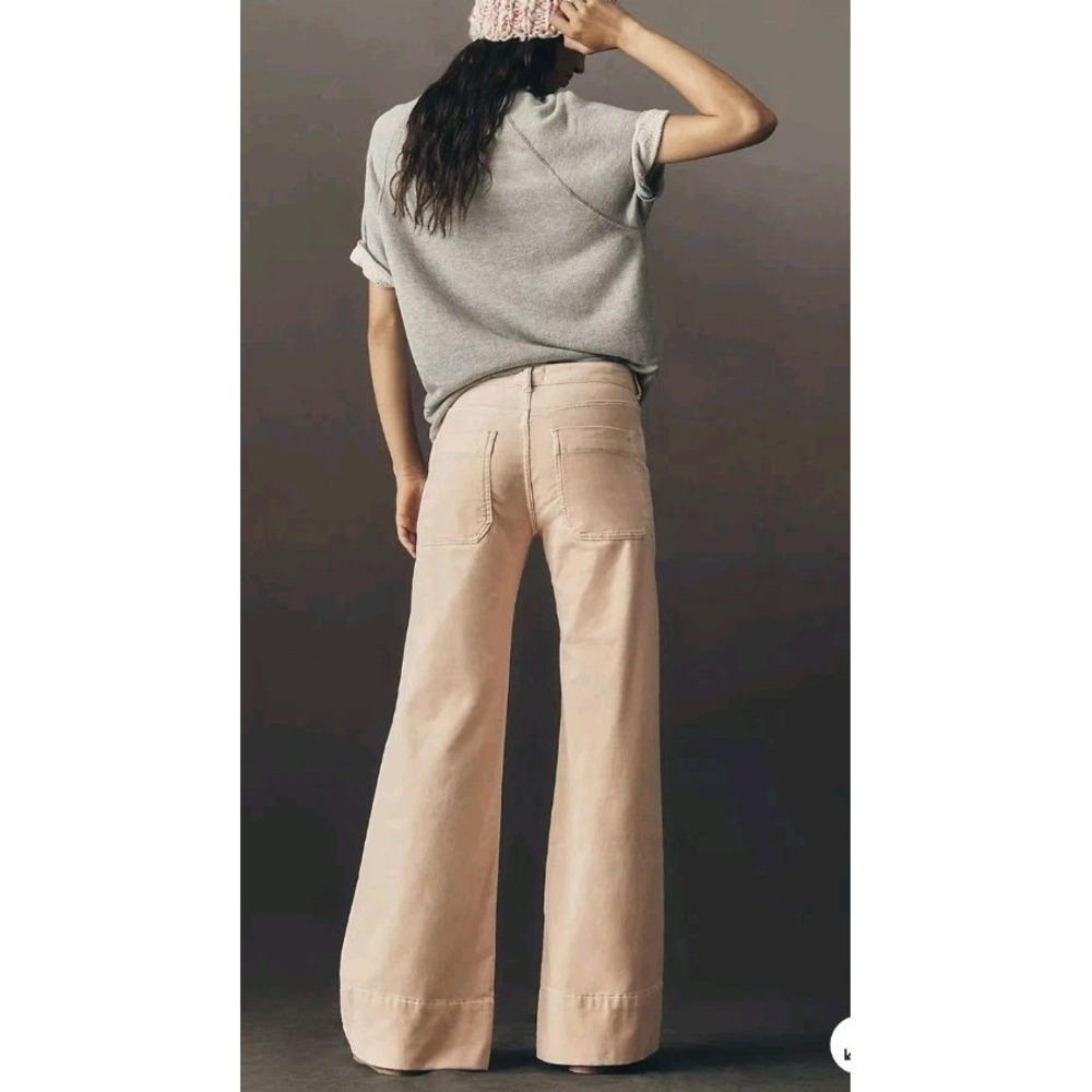 Pilcro Rylan Velvet High-Rise Flare Jeans Pink Women 28x35 Tall Boho Western - Picture 2 of 9